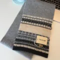 Nordic style knitted wool scarf with geometric pattern, cozy winter warm neck wrap accessory for women. - Light Gray