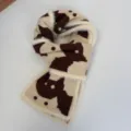 Sciarpa in maglia carina da donna autunno inverno caldo accogliente motivo gatto pelliccia - Gatti impilabili / Caffè e Beige