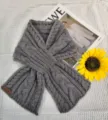 Sciarpa incrociata in maglia grigia per donna e uomo, misto lana, collo caldo invernale moda. - Grigio scuro