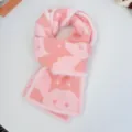 Deliziosa sciarpa in maglia rosa con motivo di gatto per donne, calda e carina per l'inverno. - Gatti impilabili / Rosa