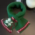 Vista dettagliata inverno donna stile coreano Fair Isle fiocco neve Natale sciarpa cashmere calda verde - Verde