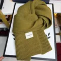 Sciarpa in maglia a costine gialla invernale, sciarpa calda e accogliente tinta unita donna. - Verde militare