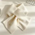 Sciarpa incrociata in maglia tinta unita donna autunno inverno caldo moda corto collo lana - Bianco Crema