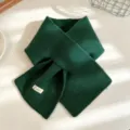 Donna Monocolore Verde Croce Maglia Sciarpa, Caldo Inverno Confortevole Collo Moda - Verde Marte