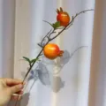 Branche de fruit de grenade artificielle, variante de couleur orange déco maison - Petite Grenade Jaune à Deux Têtes