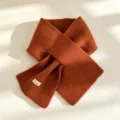 Caramel Brown Knitted Cross Scarf Women Winter Warm Short Solid Color Neck Warmer - Caramel color