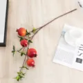 Branche de grenade artificielle déco maison, fausse tige de fruit réaliste pour fête. - Grenade à 4 Têtes / Rouge