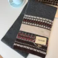 Nordic style knitted winter scarf for women and men, warm geometric pattern neck warmer. - Dark Gray