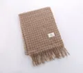 Sciarpa invernale a quadri vintage da donna, morbida scialle lungo con frange effetto. - YB Quadri Fini Kaki e Beige