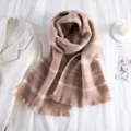 Sciarpa a quadri in mohair stile coreano per donna e uomo, calda e spessa sciarpa invernale. - Plaid Caffè