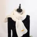 Chunky knit white winter scarf, cozy cozy warm woolen neck warmer for women and men variant. - Pure White