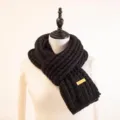 Black knitted winter scarf, thick warm woolen neck warmer for men and women, cozy fashion. - Black (Thickened)