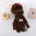Thick double-sided imitation cashmere scarf detail, warm winter tassel long wrap for women. - Caramel Camel