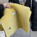 Korean minimalist yellow knitted scarf for women autumn winter warm solid color neck warmer - Yellow