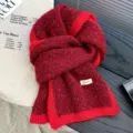 Sciarpa invernale calda a doppia faccia in maglia rossa da donna, regalo accogliente e chic. - Rosso Melange