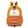 Casual orange backpack student travel daypack with front pocket and multi-cord design. - Orange