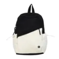 Black and white color block casual backpack, travel daypack and trendy daily school bag. - L / Black