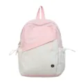 Pink and white casual canvas backpack for women, stylish daily school bag with front pocket. - L / Pink