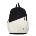 Zaino casual bicolore nero e bianco, elegante borsa scolastica con tasche laterali. - Taglia S / Nero