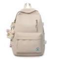 Casual canvas backpack for teenage girls cute preppy style school bag light daily daypack - Single Bag / White