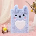 A5 Süßes Kaninchen Plüsch Notizbuch Flauschiges Tagebuch Schreibwaren Geschenk für Kinder - A5 / Blau
