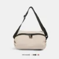 Casual sports crossbody bag in light beige with black strap and multi-color options. - Off White