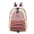 Casual colorblock backpack for women and students, ideal for outdoor travel and daily use. - Pink