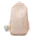 Pink large capacity school backpack for college and high school students with cute dog pendant. - Single Bag / Pink
