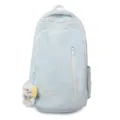 Light blue student backpack with cute plush dog pendant, large capacity casual daypack for girls. - Single Bag / Blue