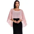Dettaglio mantella in chiffon rosa trasparente, scialle smanicato leggero per l'estate. - Rosa nude