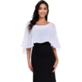 Donna estate bianco trasparente chiffon mantella scialle elegante leggero pullover copricostume - Bianco Naturale
