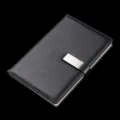 Taccuino nero in ecopelle A5 con fibbia metallica, diario professionale e blocco note per ufficio. - A5 / Nero