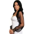 Stunning gothic black sheer mesh sleeves paired with a stylish white dress for versatile looks. - One Size / Black
