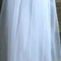 White tulle mesh fabric sheer overlay lightweight breathable elegant fabric material - One Size / Pure White