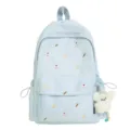 Light blue kawaii student backpack with cute embroidered donuts and cupcakes, casual school bookbag - Blue