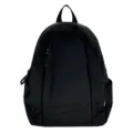 Front view of a minimalist black casual backpack, solid color lightweight school bag for women. - Black