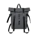 Grey roll-top waterproof backpack for men and women, stylish college school bag and travel daypack. - Dark Gray