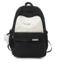 Zaino in tela classico nero e bianco con grande capacità, borsa scolastica alla moda. - Borsa Singola / Nero