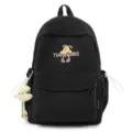 Korean style black backpack for women, large capacity travel school bag with cute print. - Single Bag / Black