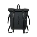 Black roll-top fashion backpack, large capacity travel school bag for men and women student. - Black