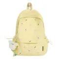 Yellow canvas backpack with cute embroidery, casual school bag for daily students. - Single Bag / Yellow