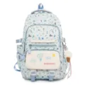 Cute printed large capacity school backpack for teen girls lightweight travel daypack bag - Single Bag / Blue