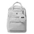 Casual light grey backpack with a small round pouch, perfect for students, daily commute and travel. - Light Gray