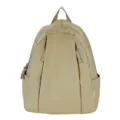 Minimalist khaki canvas backpack for daily commuting, casual travel, and school use. - Khaki