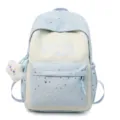Zaino in Tela Azzurro con Stampa a Stella Zaino Scolastico Studente Borsa Casual Pendente - Blu