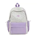 Japanese sweet style school backpack light purple white star heart pattern casual daypack - Single Bag / Purple