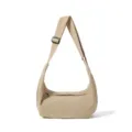 Large capacity canvas crossbody bag detail showing durable adjustable strap and smooth zipper. - Khaki
