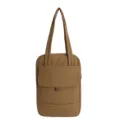 Brown quilted tote bag for women, lightweight commuting shoulder bag with multi compartments. - Khaki