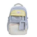 Japanese style cute girl school backpack with transparent pocket and fresh color design for students. - Single Bag / Blue