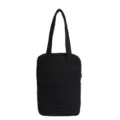Borsa shopper nera minimalista per lavoro con doppi manici e comoda tasca frontale. - Nero